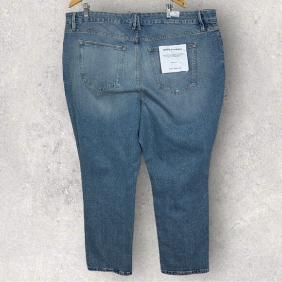 NWT Good American Good Classic Jeans Indigo Blue Size 20 High Rise Distressed - Picture 5 of 15